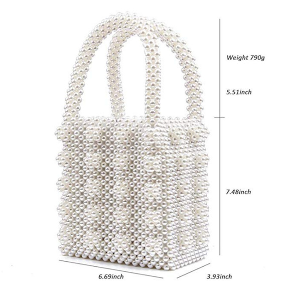 Beaded Handbags Handmade Weave Pearls Tote - Picture 6 of 8